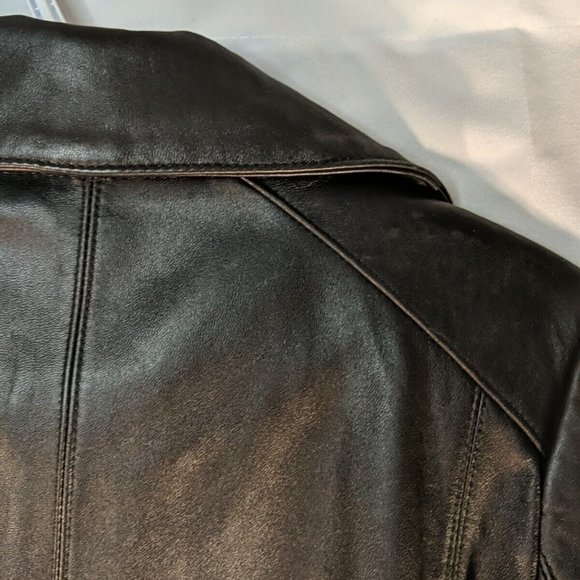 Pelle Studio Genuine Leather Black Jacket Coat Full zip collared Women's Small S - Picture 12 of 16